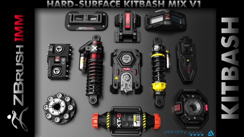 机械设备机器人武器车辆硬表面模型 Kitbash Hard-Surface Mix V1