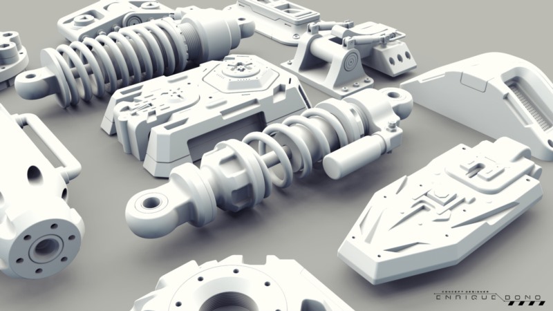 机械设备机器人武器车辆硬表面模型 Kitbash Hard-Surface Mix V1