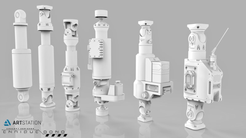 液压活塞硬表面3D模型 Kitbash Hydraulic Pistons V1