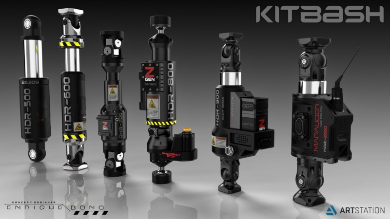 液压活塞硬表面3D模型 Kitbash Hydraulic Pistons V1