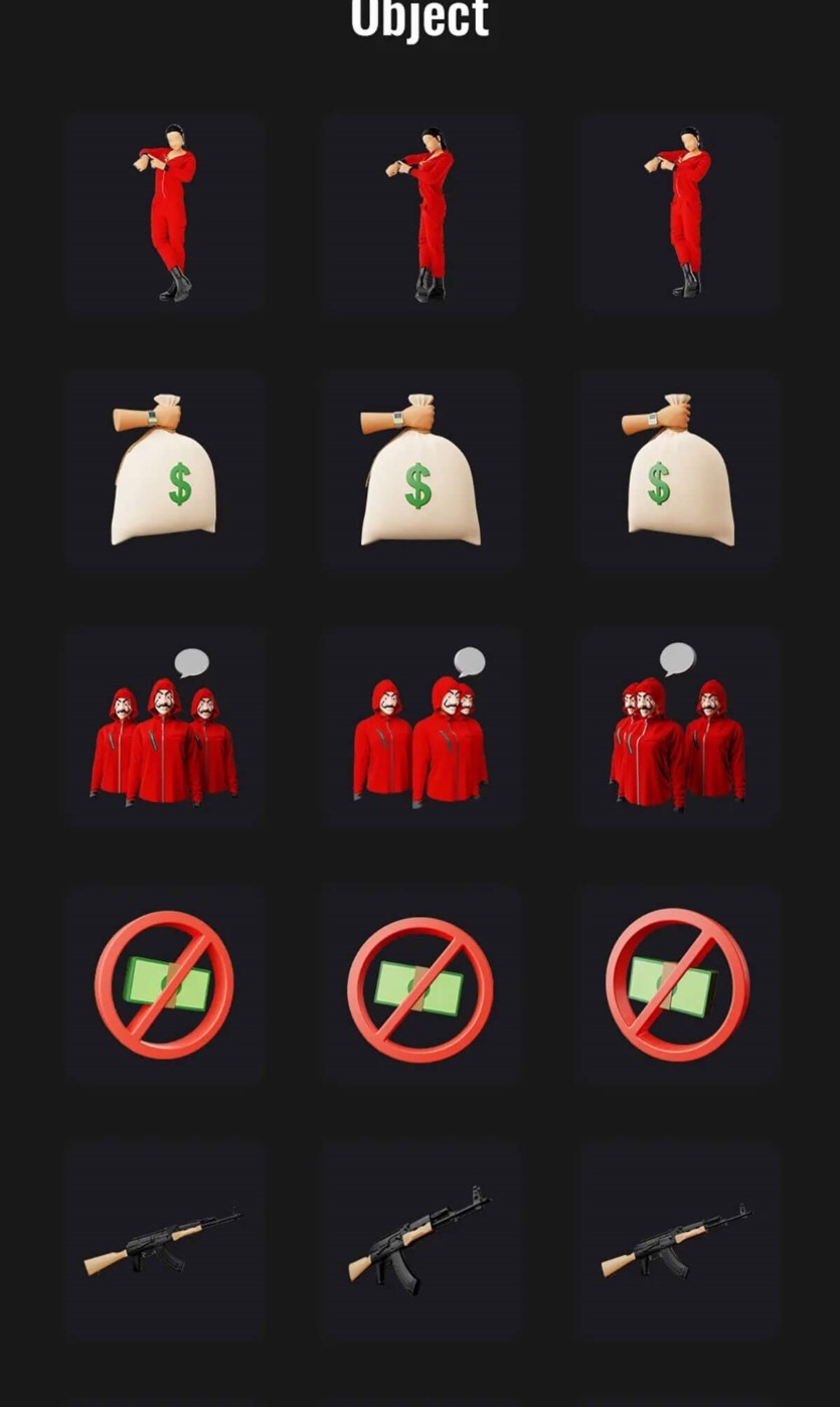金钱抢劫 3D 插图包（格式：PNGBlend ） Money Heist 3D Illustration Pack
