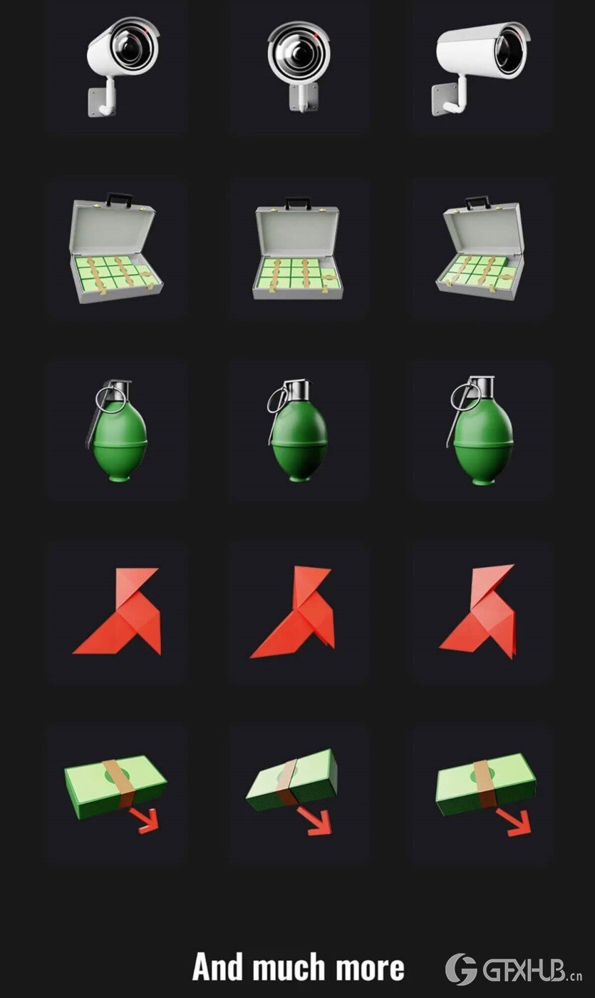 金钱抢劫 3D 插图包(格式:PNGBlend ) Money Heist 3D Illustration Pack