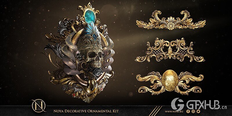 欧式装饰3d模型套件 Noya Decorative Ornamental Kit Alpha + 3d Model Kitbash