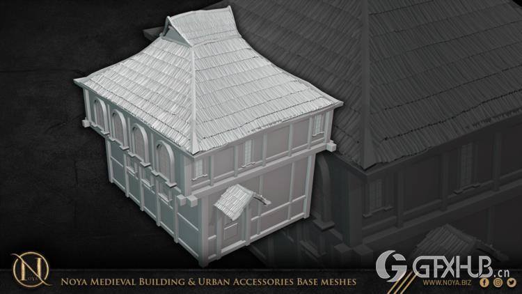 中世纪建筑和城市设施3d模型 Noya Medieval Building & Urban Accessories Base meshes