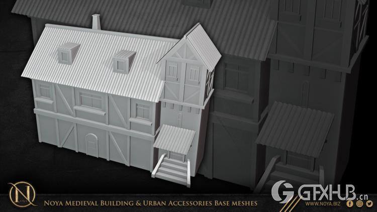中世纪建筑和城市设施3d模型 Noya Medieval Building & Urban Accessories Base meshes