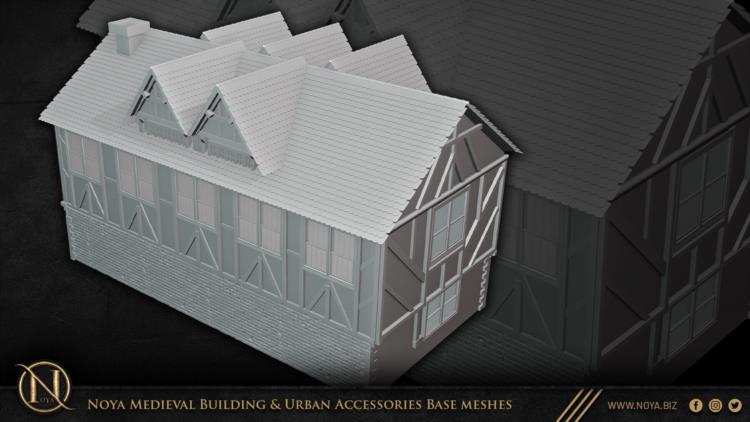 中世纪建筑和城市设施3d模型 Noya Medieval Building & Urban Accessories Base meshes
