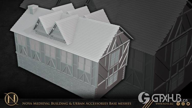 中世纪建筑和城市设施3d模型 Noya Medieval Building & Urban Accessories Base meshes