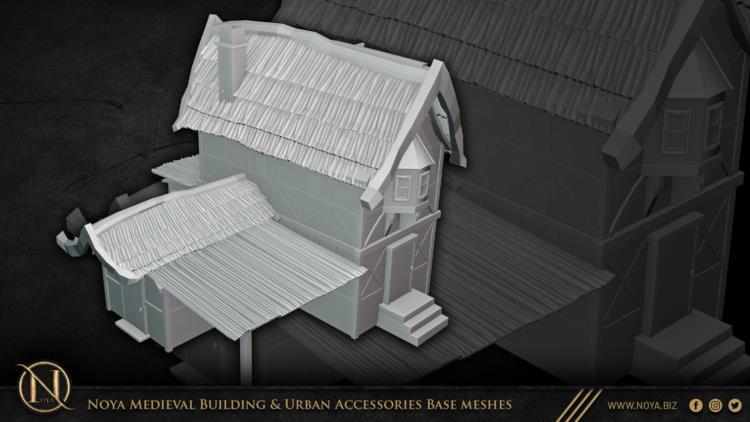 中世纪建筑和城市设施3d模型 Noya Medieval Building & Urban Accessories Base meshes