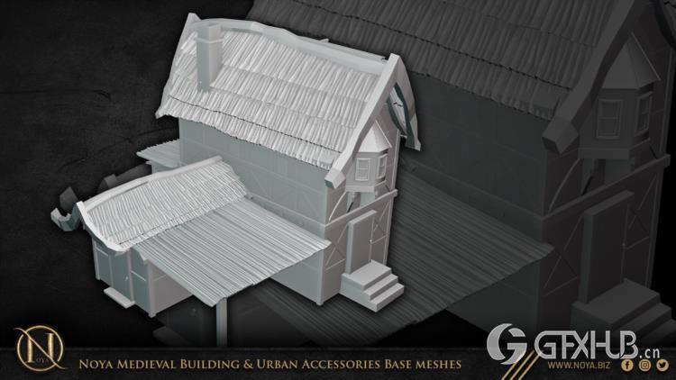中世纪建筑和城市设施3d模型 Noya Medieval Building & Urban Accessories Base meshes