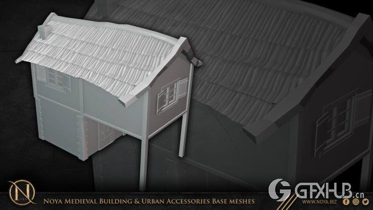 中世纪建筑和城市设施3d模型 Noya Medieval Building & Urban Accessories Base meshes