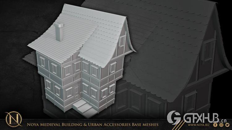 中世纪建筑和城市设施3d模型 Noya Medieval Building & Urban Accessories Base meshes