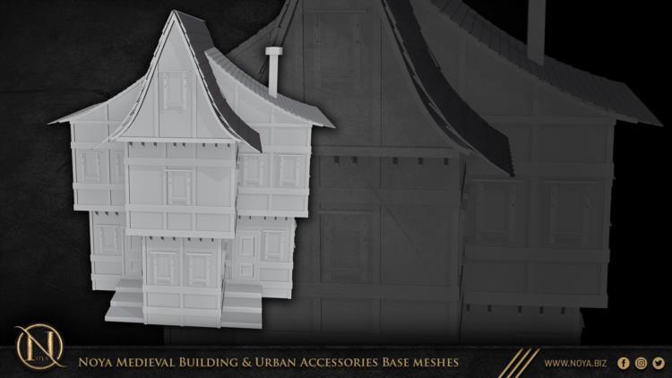 中世纪建筑和城市设施3d模型 Noya Medieval Building & Urban Accessories Base meshes
