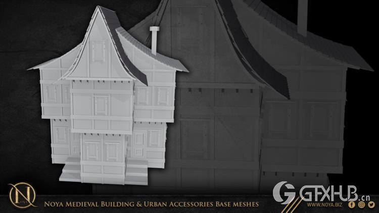 中世纪建筑和城市设施3d模型 Noya Medieval Building & Urban Accessories Base meshes