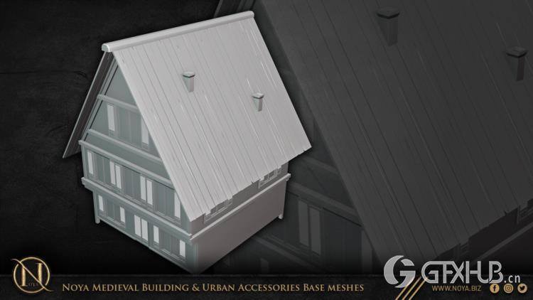 中世纪建筑和城市设施3d模型 Noya Medieval Building & Urban Accessories Base meshes