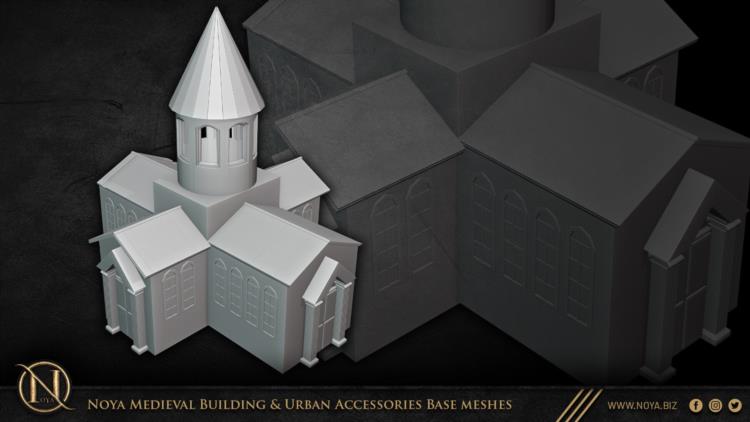 中世纪建筑和城市设施3d模型 Noya Medieval Building & Urban Accessories Base meshes
