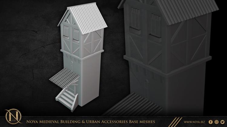 中世纪建筑和城市设施3d模型 Noya Medieval Building & Urban Accessories Base meshes