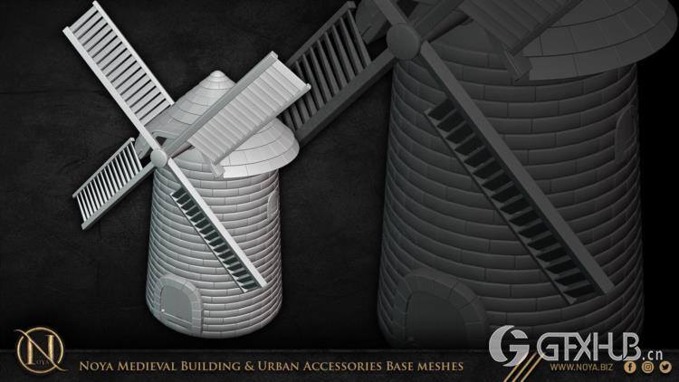 中世纪建筑和城市设施3d模型 Noya Medieval Building & Urban Accessories Base meshes