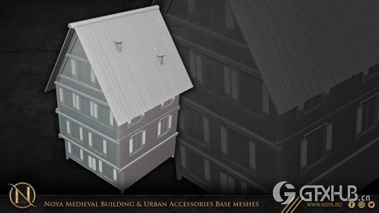 中世纪建筑和城市设施3d模型 Noya Medieval Building & Urban Accessories Base meshes