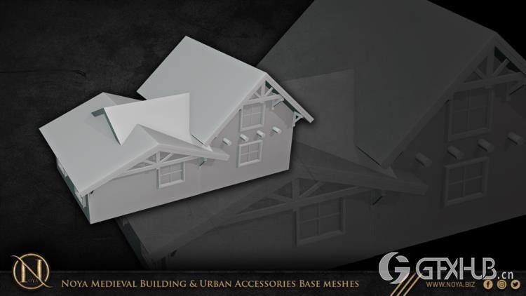 中世纪建筑和城市设施3d模型 Noya Medieval Building & Urban Accessories Base meshes