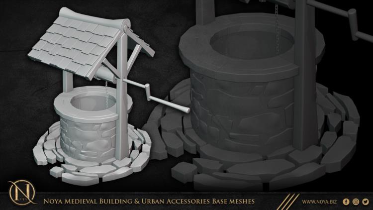 中世纪建筑和城市设施3d模型 Noya Medieval Building & Urban Accessories Base meshes