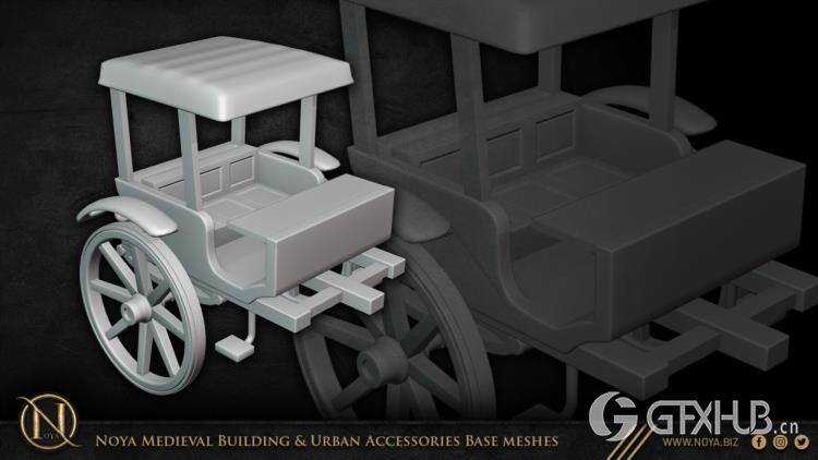 中世纪建筑和城市设施3d模型 Noya Medieval Building & Urban Accessories Base meshes