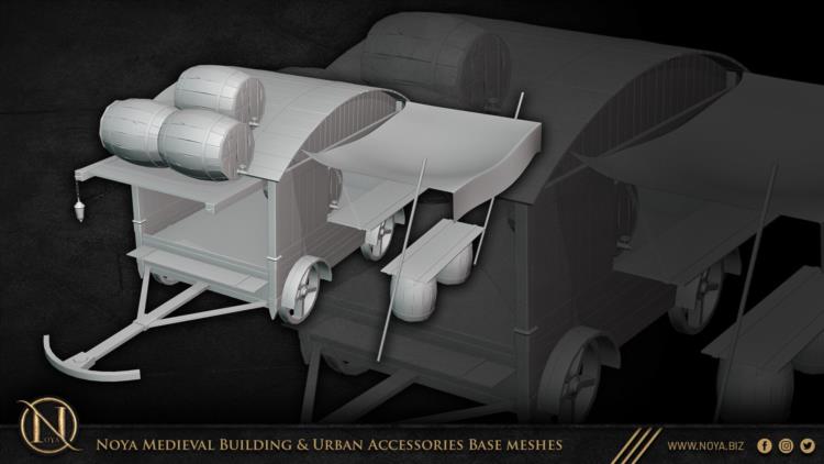 中世纪建筑和城市设施3d模型 Noya Medieval Building & Urban Accessories Base meshes