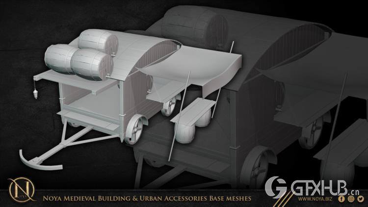 中世纪建筑和城市设施3d模型 Noya Medieval Building & Urban Accessories Base meshes