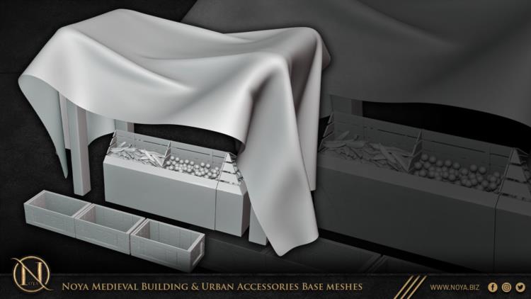 中世纪建筑和城市设施3d模型 Noya Medieval Building & Urban Accessories Base meshes