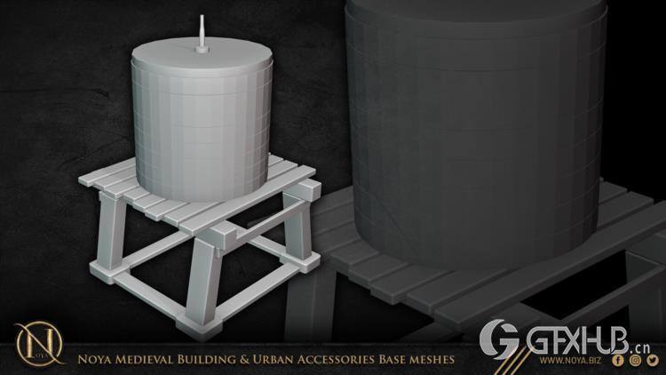 中世纪建筑和城市设施3d模型 Noya Medieval Building & Urban Accessories Base meshes