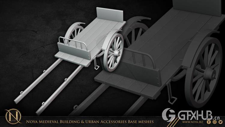 中世纪建筑和城市设施3d模型 Noya Medieval Building & Urban Accessories Base meshes