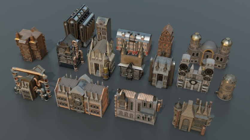 蒸汽朋克 Kitbash+概念和游戏纹理 Steampunk Kitbash + Textures For Concept And Game