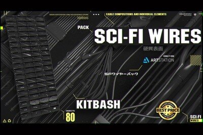 科幻电线套件3D模型 SCI-FI WIRES KITBASH PACK 80+