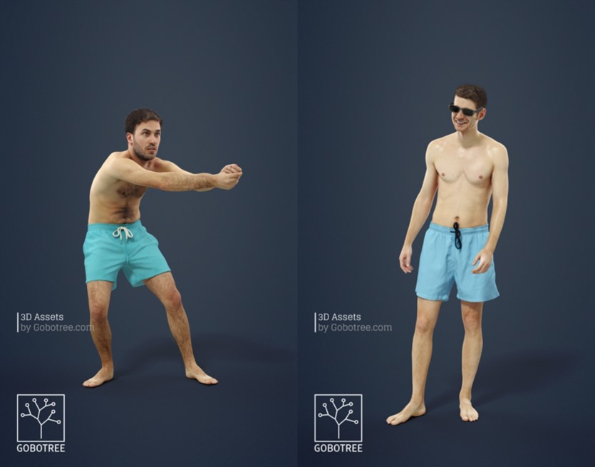海滩人物女士男士比基尼泳装3D模型系列 10x Beach People Woman Man Bikini Swimsuit Scanned Vol01 3D Model Collection