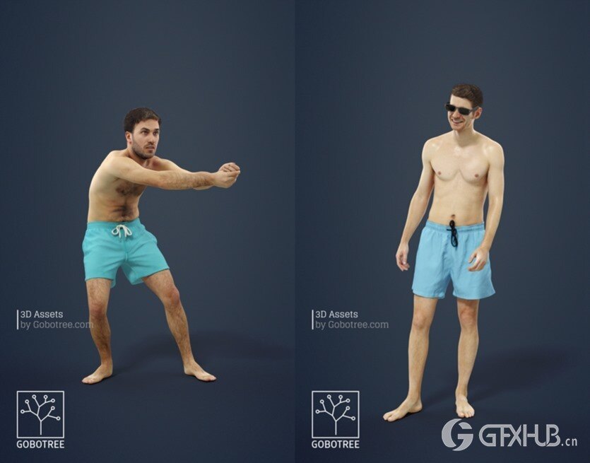 海滩人物女士男士比基尼泳装3D模型系列 10x Beach People Woman Man Bikini Swimsuit Scanned Vol01 3D Model Collection