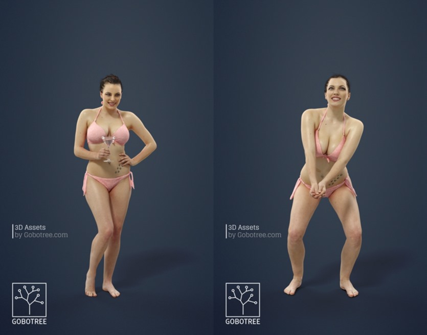 海滩人物女士男士比基尼泳装3D模型系列 10x Beach People Woman Man Bikini Swimsuit Scanned Vol01 3D Model Collection