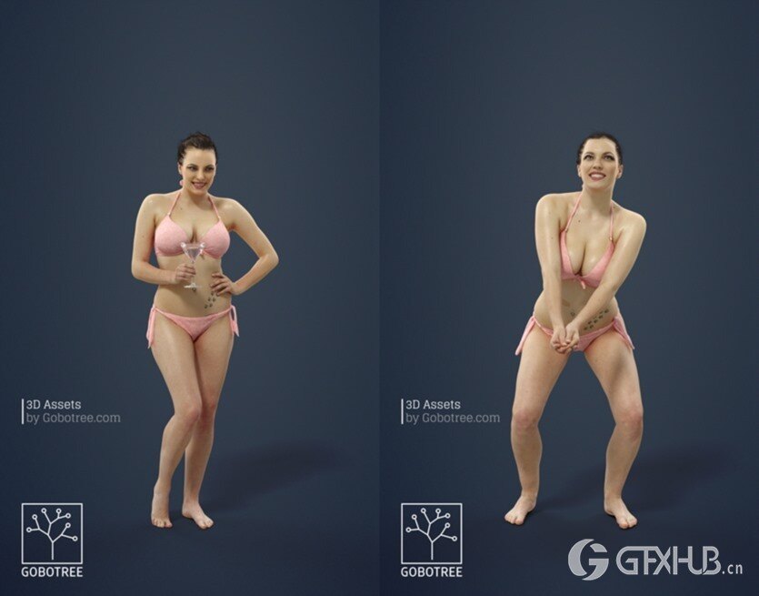 海滩人物女士男士比基尼泳装3D模型系列 10x Beach People Woman Man Bikini Swimsuit Scanned Vol01 3D Model Collection