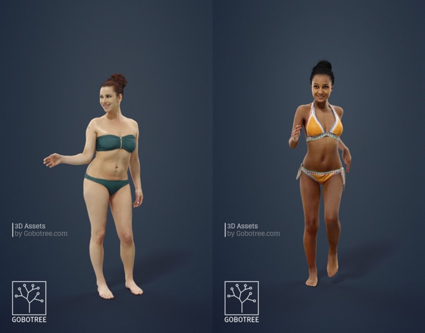 海滩人物女士男士比基尼泳装3D模型系列 10x Beach People Woman Man Bikini Swimsuit Scanned Vol01 3D Model Collection