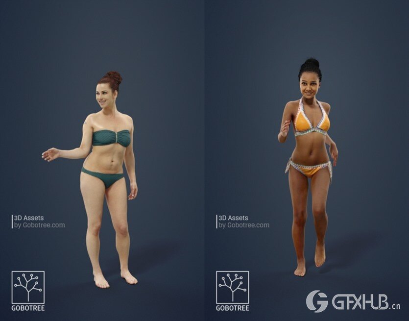海滩人物女士男士比基尼泳装3D模型系列 10x Beach People Woman Man Bikini Swimsuit Scanned Vol01 3D Model Collection