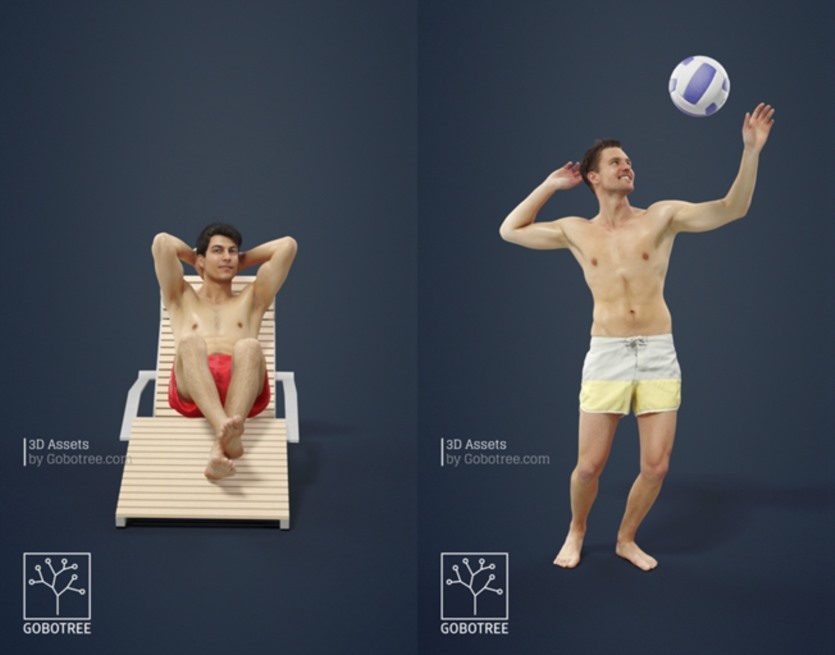 海滩人物女士男士比基尼泳装3D模型系列 10x Beach People Woman Man Bikini Swimsuit Scanned Vol01 3D Model Collection