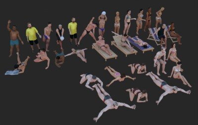 海滩系列人物3D模型（格式:MAX\FBX） AXYZ Design- beach ppl-MeSport00
