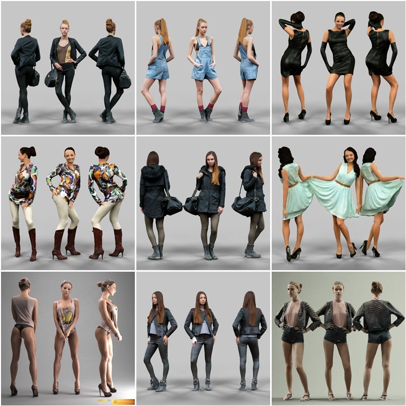 45个3Dmax人物合集 (格式: MAXFBXOBJ) Polygonal Miniatures 3d people collection