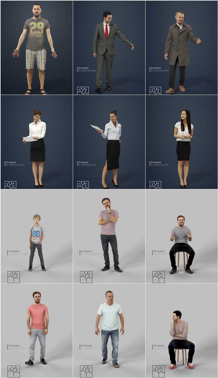 82个高精度3Dmax模型人物合集 gobotree people - 82 people 3D Models