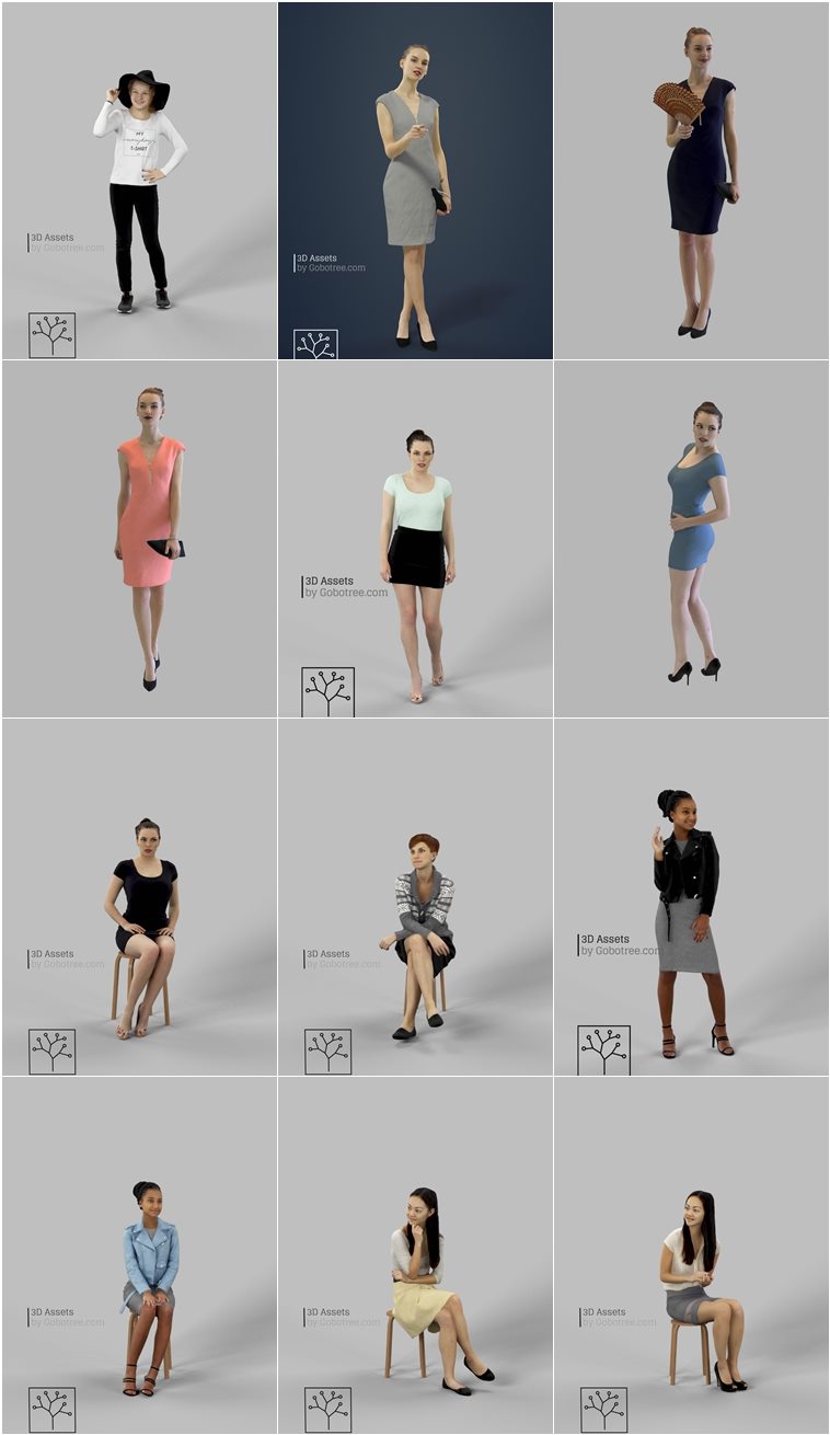 82个高精度3Dmax模型人物合集 gobotree people - 82 people 3D Models