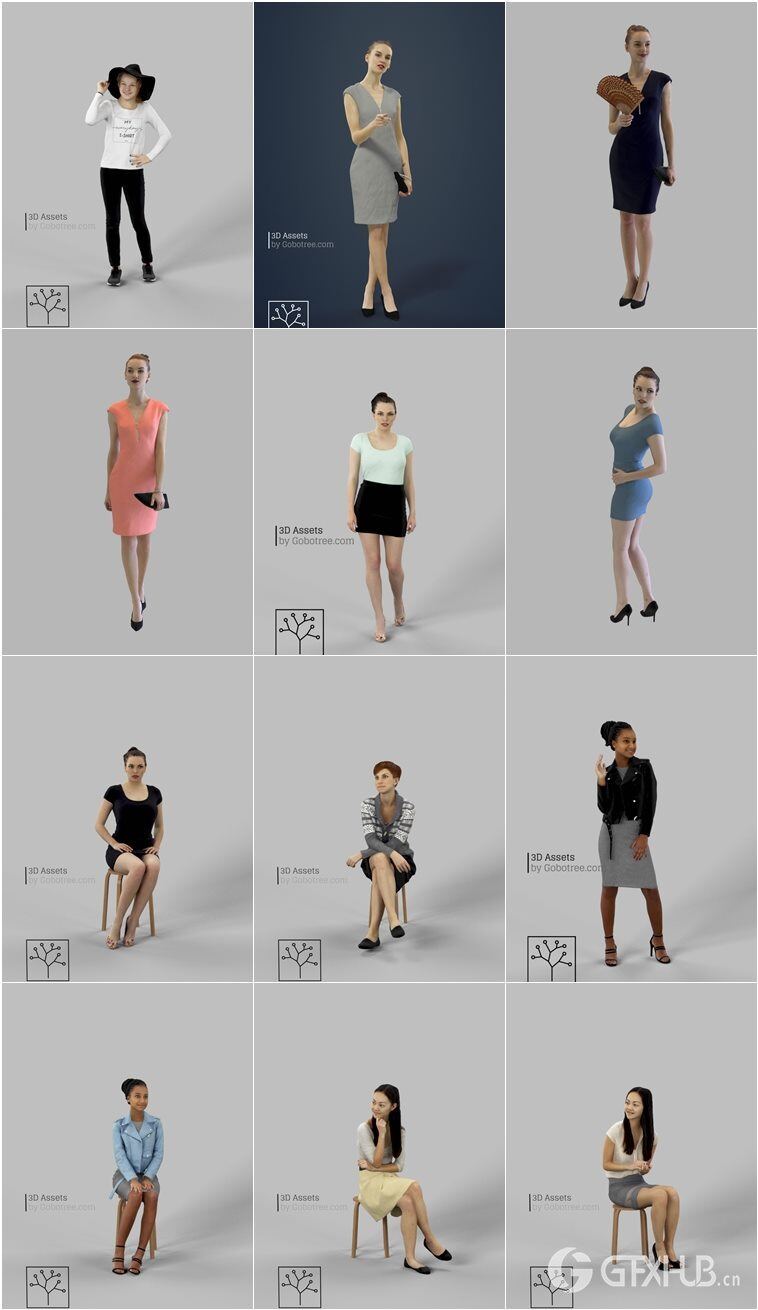 82个高精度3Dmax模型人物合集 gobotree people - 82 people 3D Models