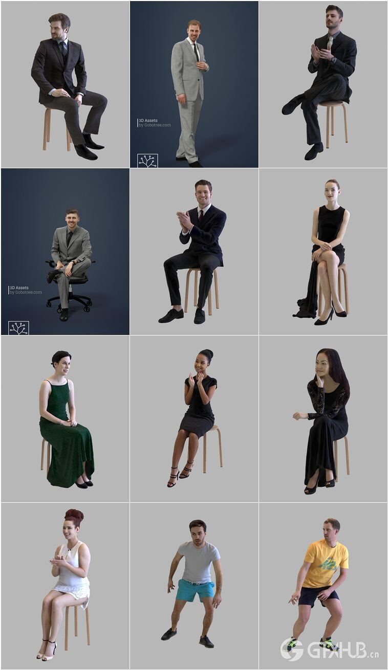 82个高精度3Dmax模型人物合集 gobotree people - 82 people 3D Models