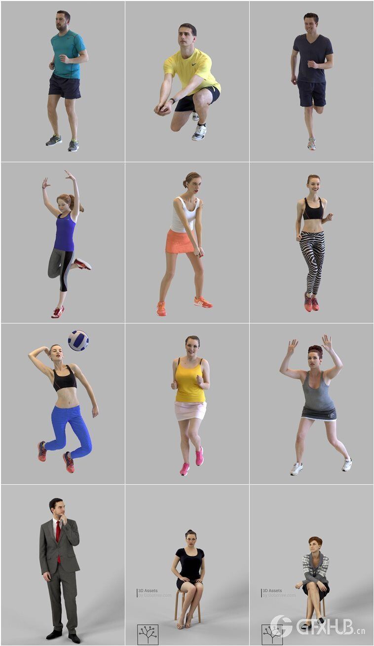82个高精度3Dmax模型人物合集 gobotree people - 82 people 3D Models