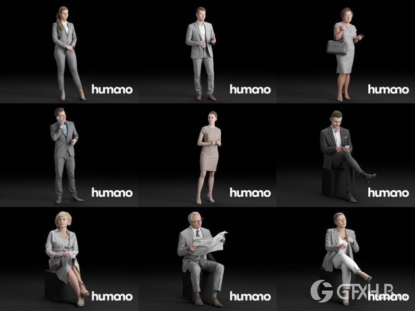 56个3DMAX人物模型合辑 Humano3d People – 56 Models