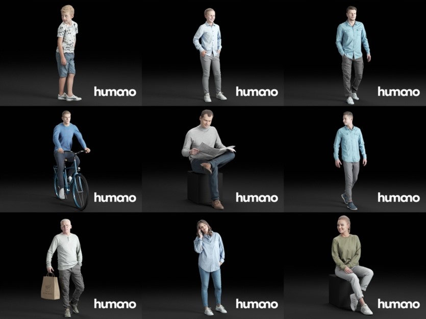 56个3DMAX人物模型合辑 Humano3d People – 56 Models