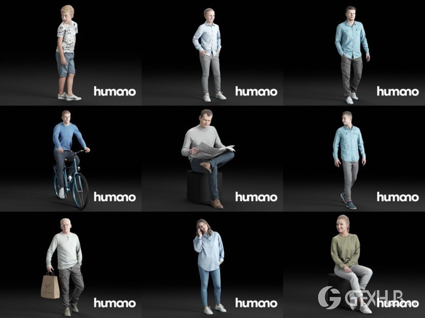 56个3DMAX人物模型合辑 Humano3d People – 56 Models