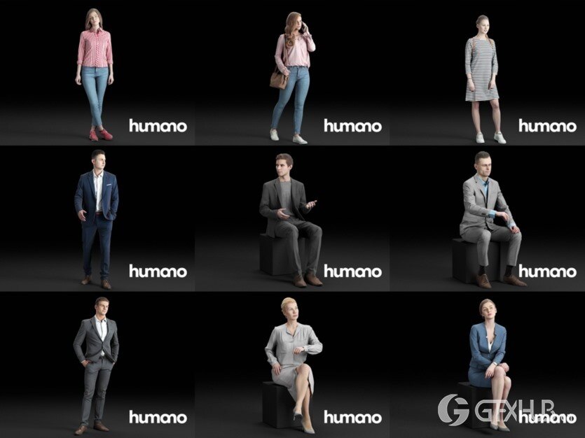 56个3DMAX人物模型合辑 Humano3d People – 56 Models